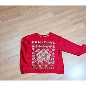 Holiday Time Womens Plus Red Grandmas House Christmas Pullover Sweatshirt Top xL
